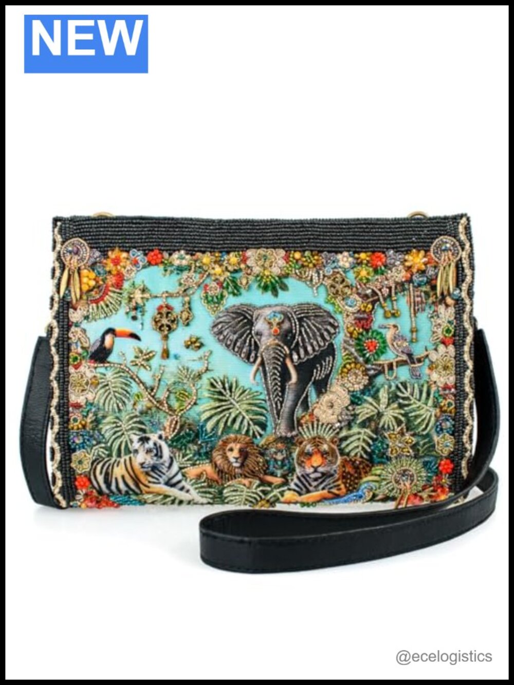 Wild Beaded Crossbody Handbag Animal Embroidery Luxe Leather